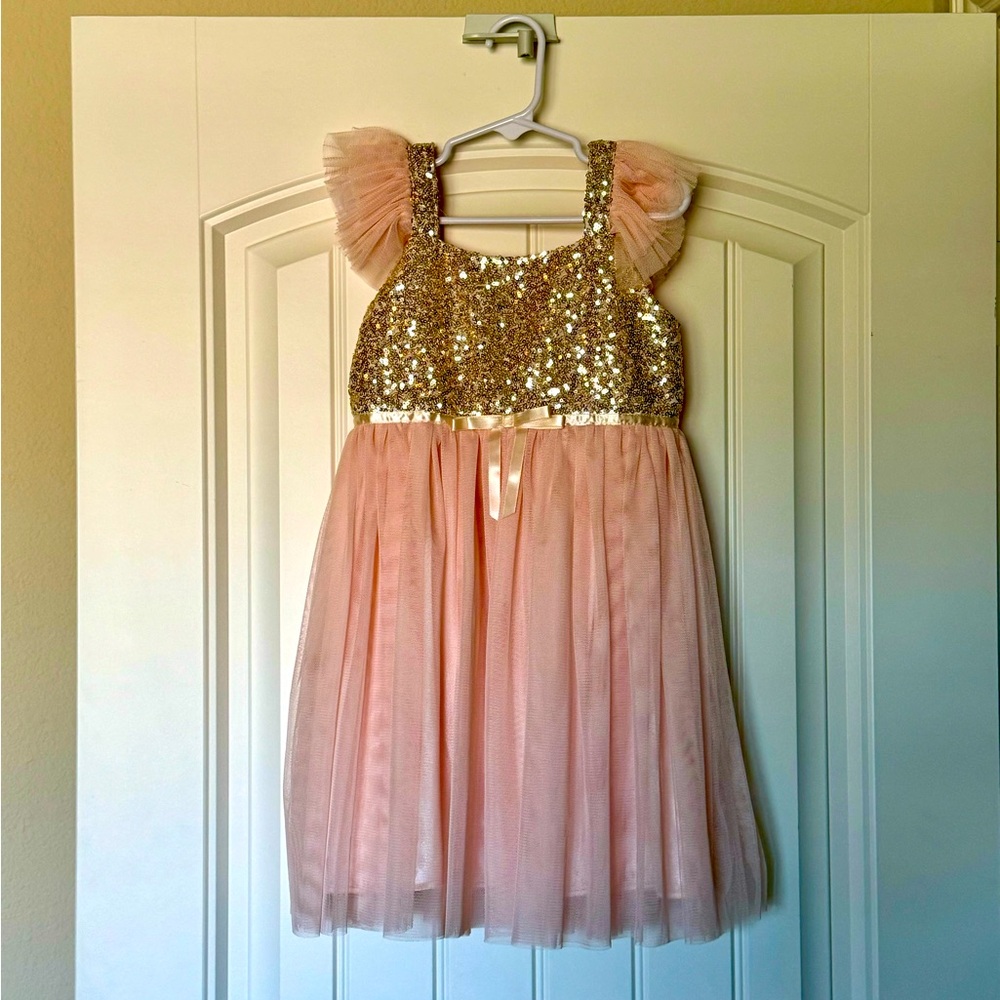 Popatu Pink/Peach Sequin Tulle Dress. Size 5.